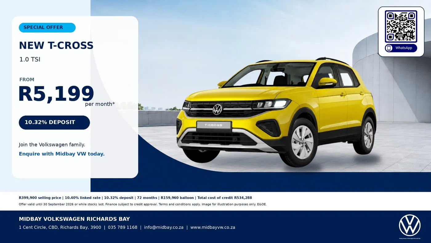 T-Cross 1.0 TSI special offer, from R5 199 p/m*